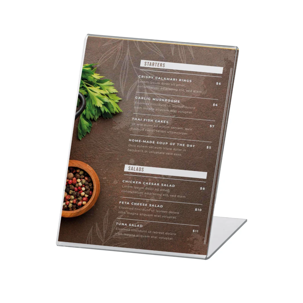 Espositore menu personalizzato