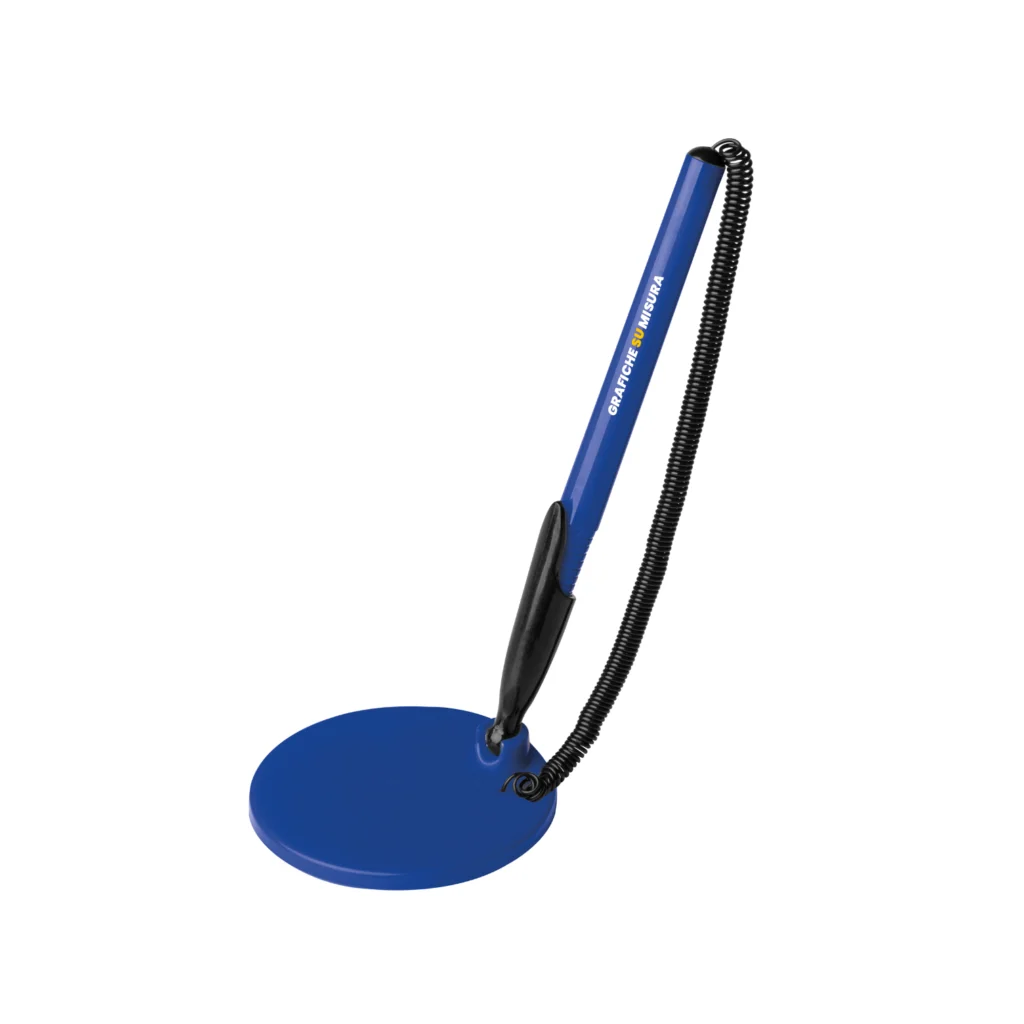 Penna da scrivania con logo personalizzata blu