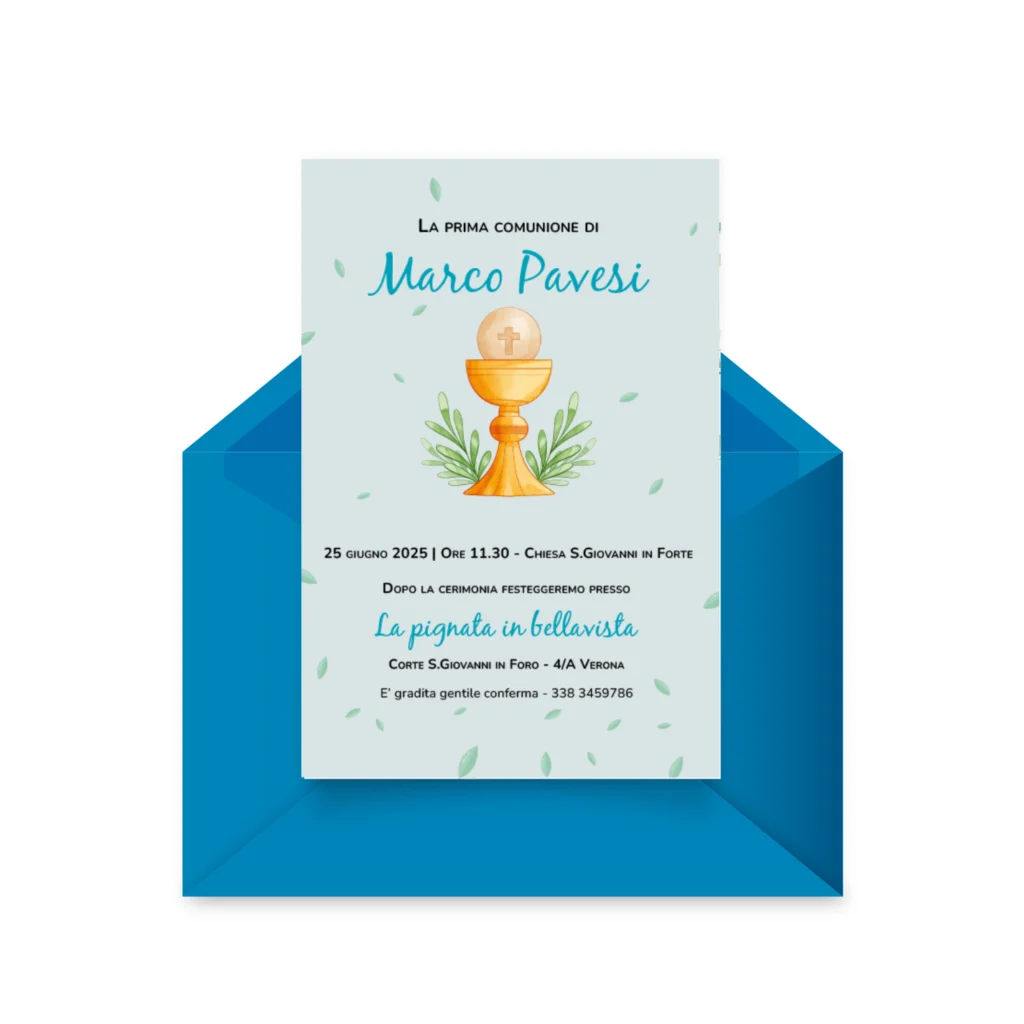 Bigliettini Invito Prima Comunione Personalizzati – 95x150mm, Cartoncino 300g/m², Stampati In Italia, Scegli Grafica (es. Bimba Capelli Biondi)
